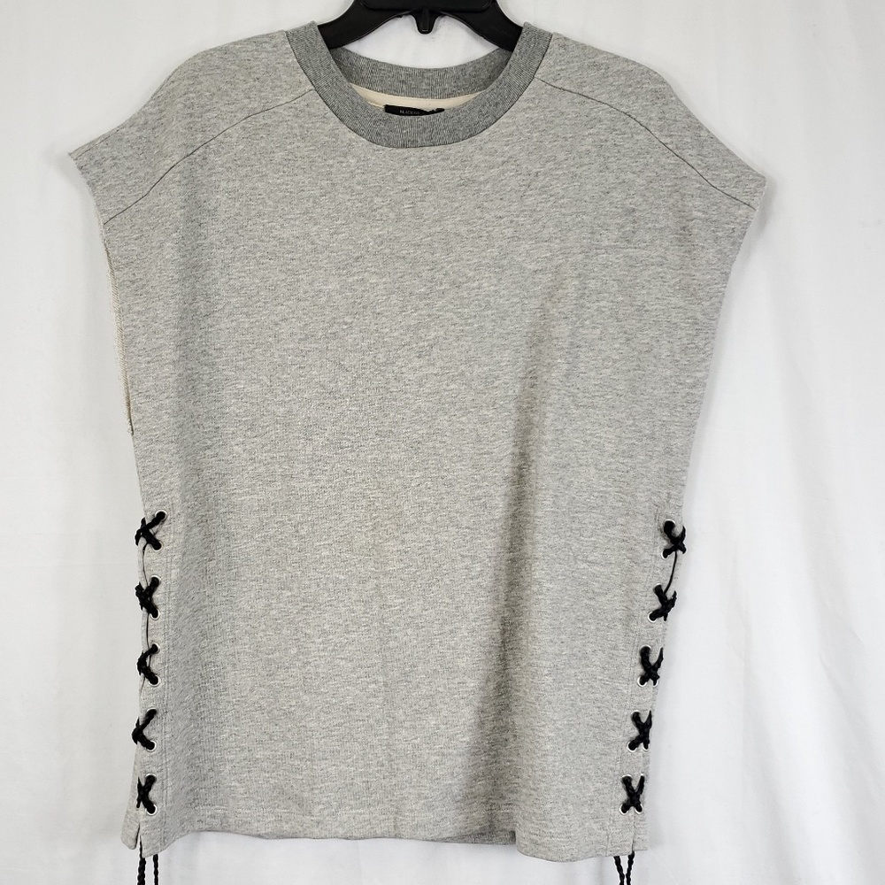BLACK ORCHID Grey Sleeveless Side Lace Sweatshirt